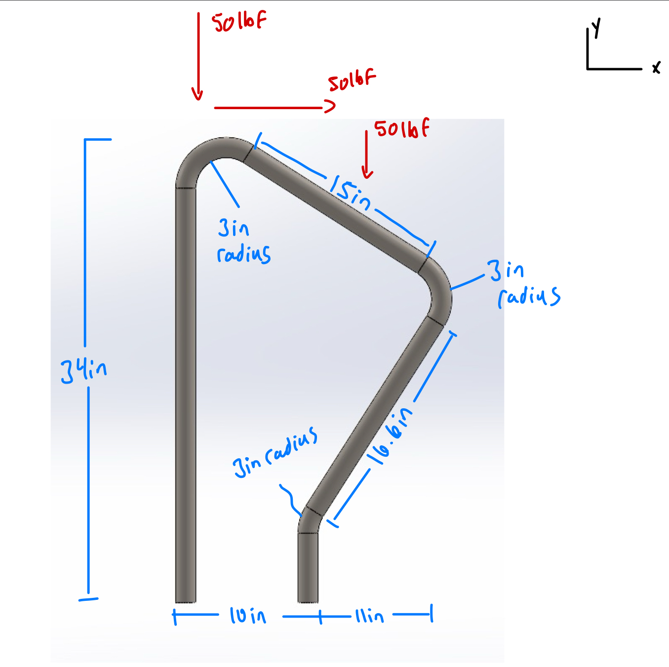 Please find the x and y forces acting on the