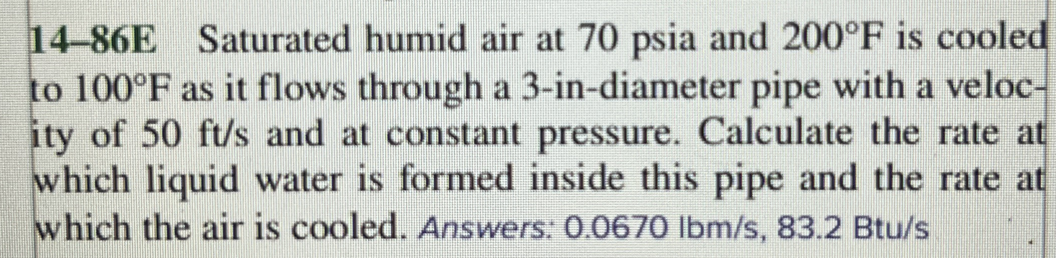 ( SHOW ALL WORK ) 1 4 - 8 6 E Saturated humid air