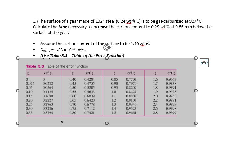 1 . ) The surface of a gear made of 1 0 2 4 steel
