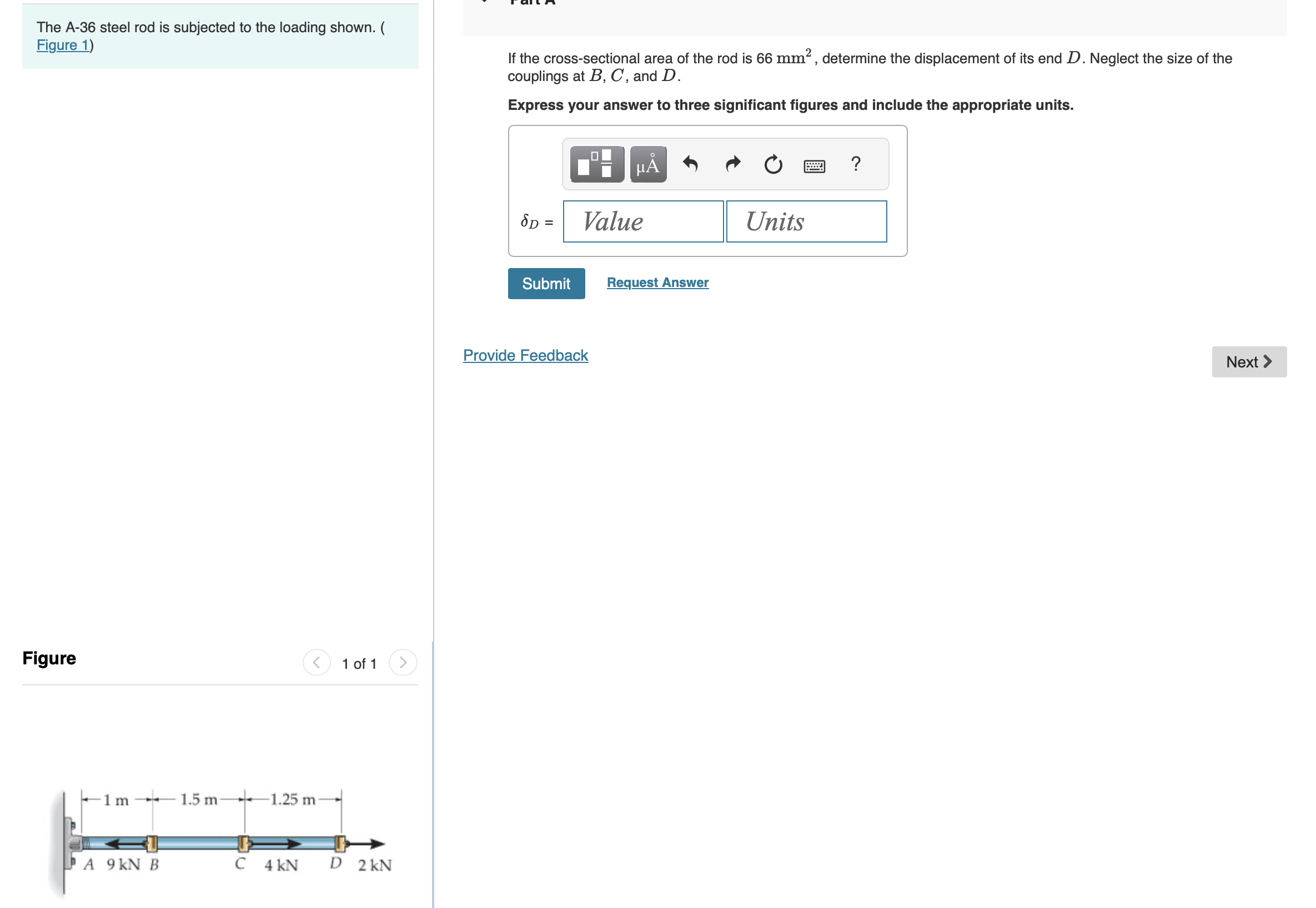If the cross - sectional area of the rod is 6 6 m