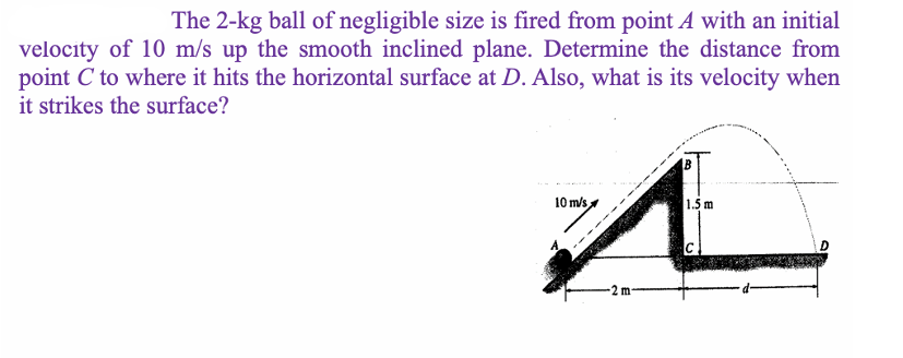 The 2 - kg ball of negligible size is fired from