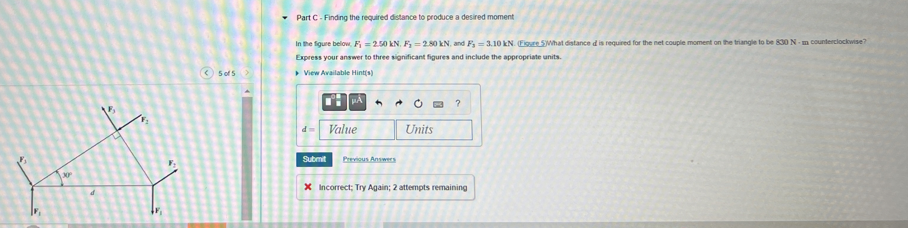 Part C - Finding the required distance to produce