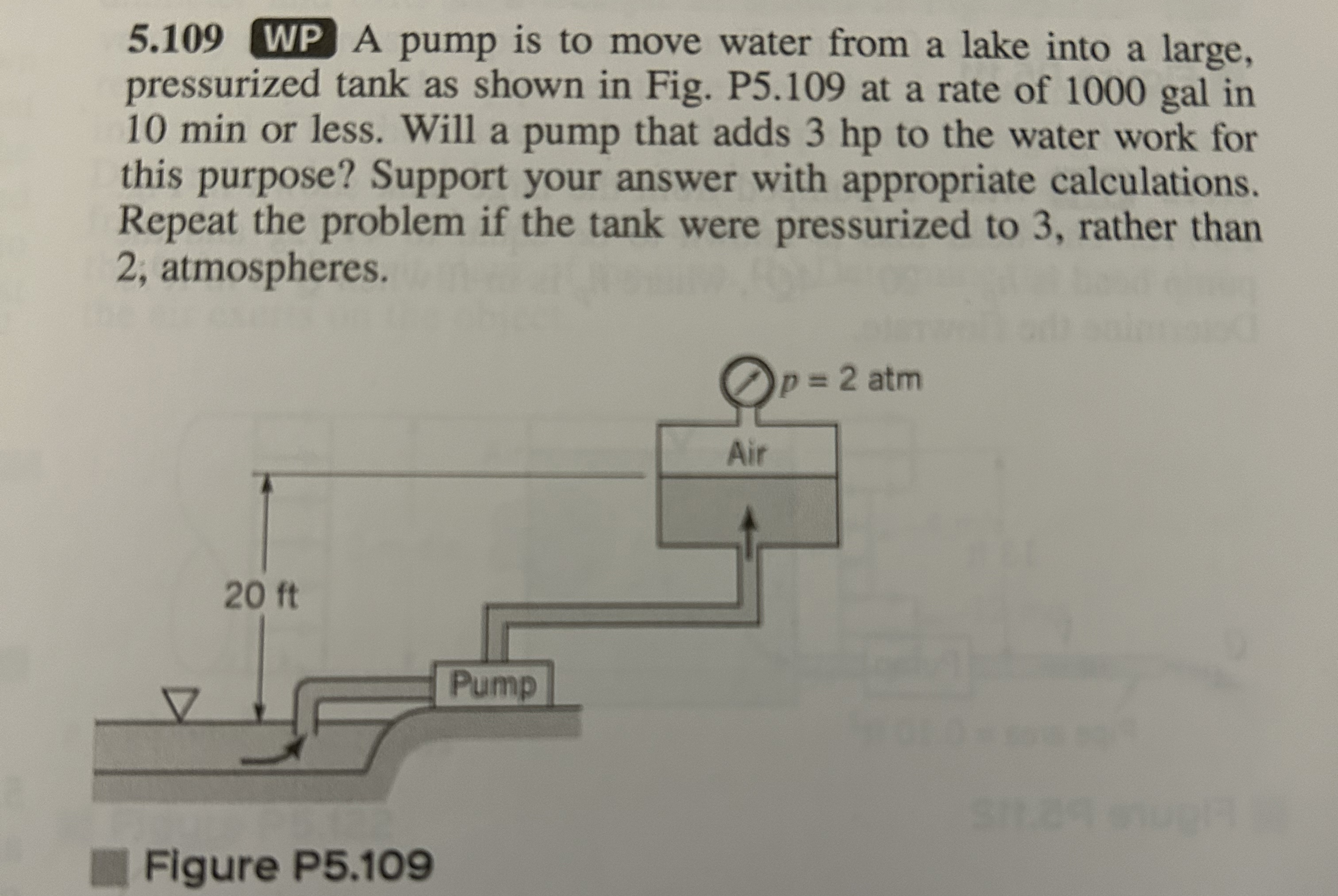 5 . 1 0 9 WP A pump is to move water from a lake