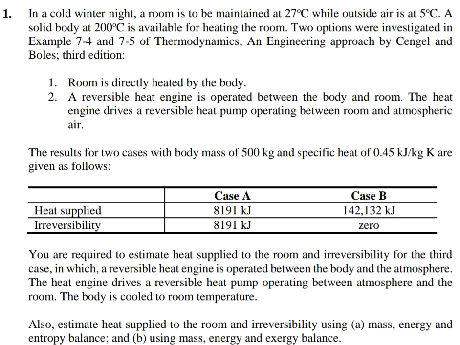 In a cold winter night, a room is to be