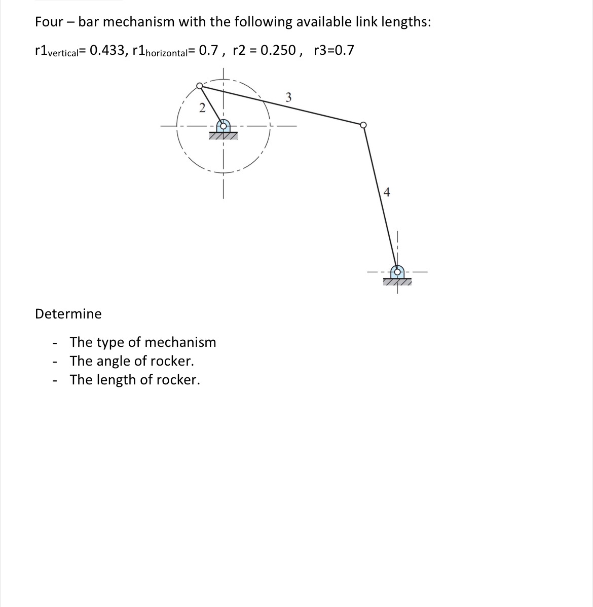 Four - bar mechanism with the following available