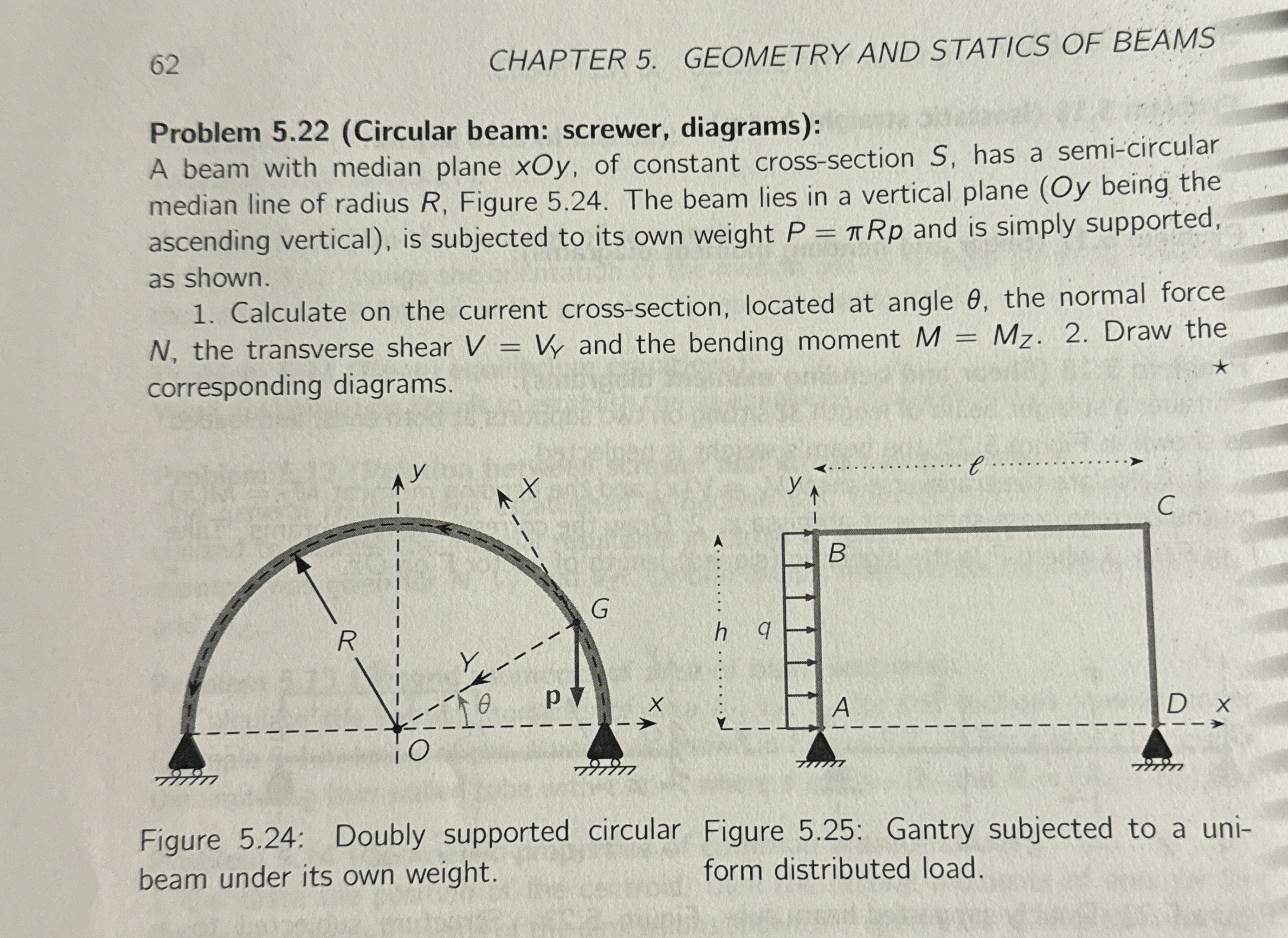 Problem 5 . 2 2 ( Circular beam: screwer,