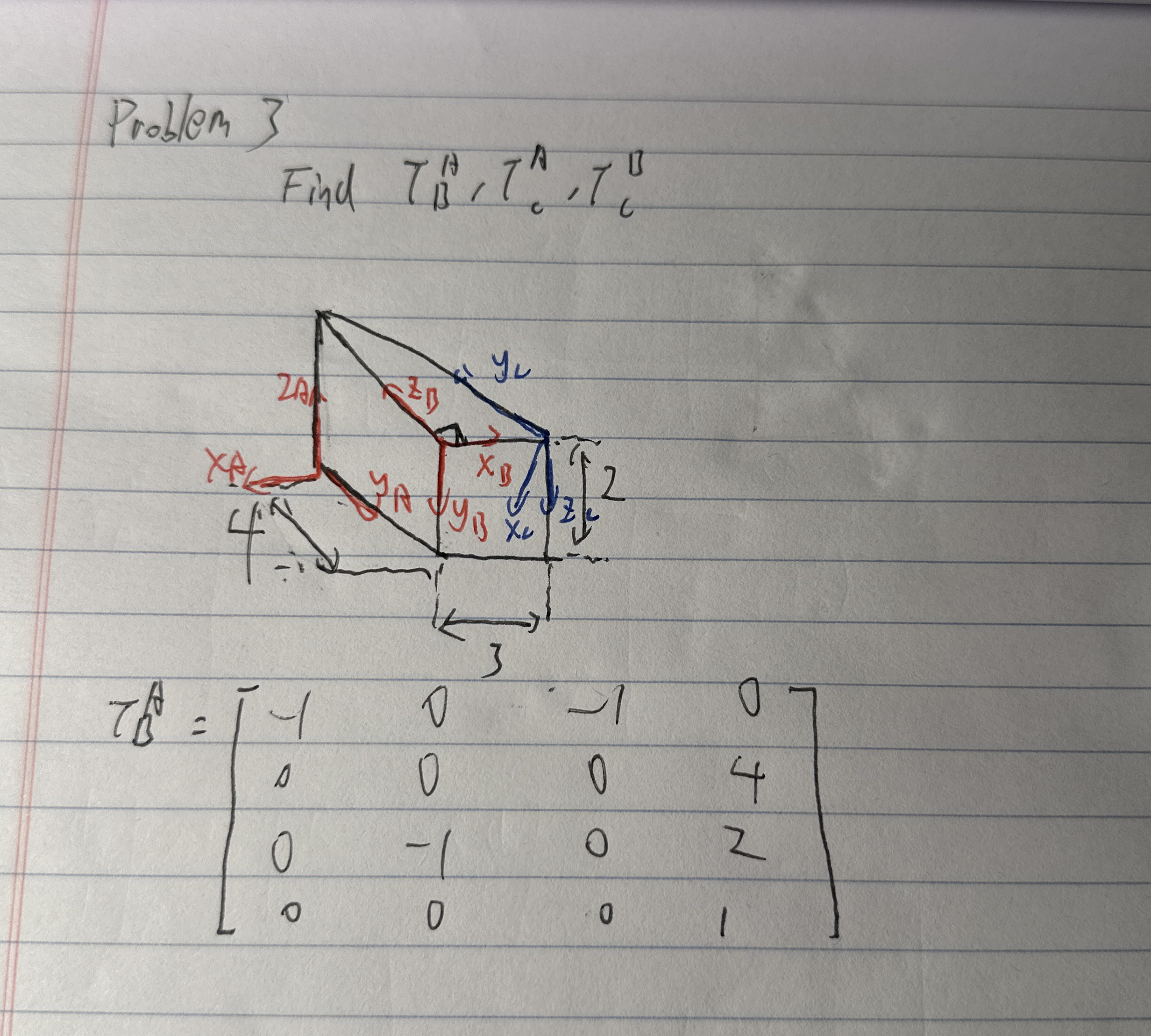 Problem 3 Find T B A , T c A , T c B