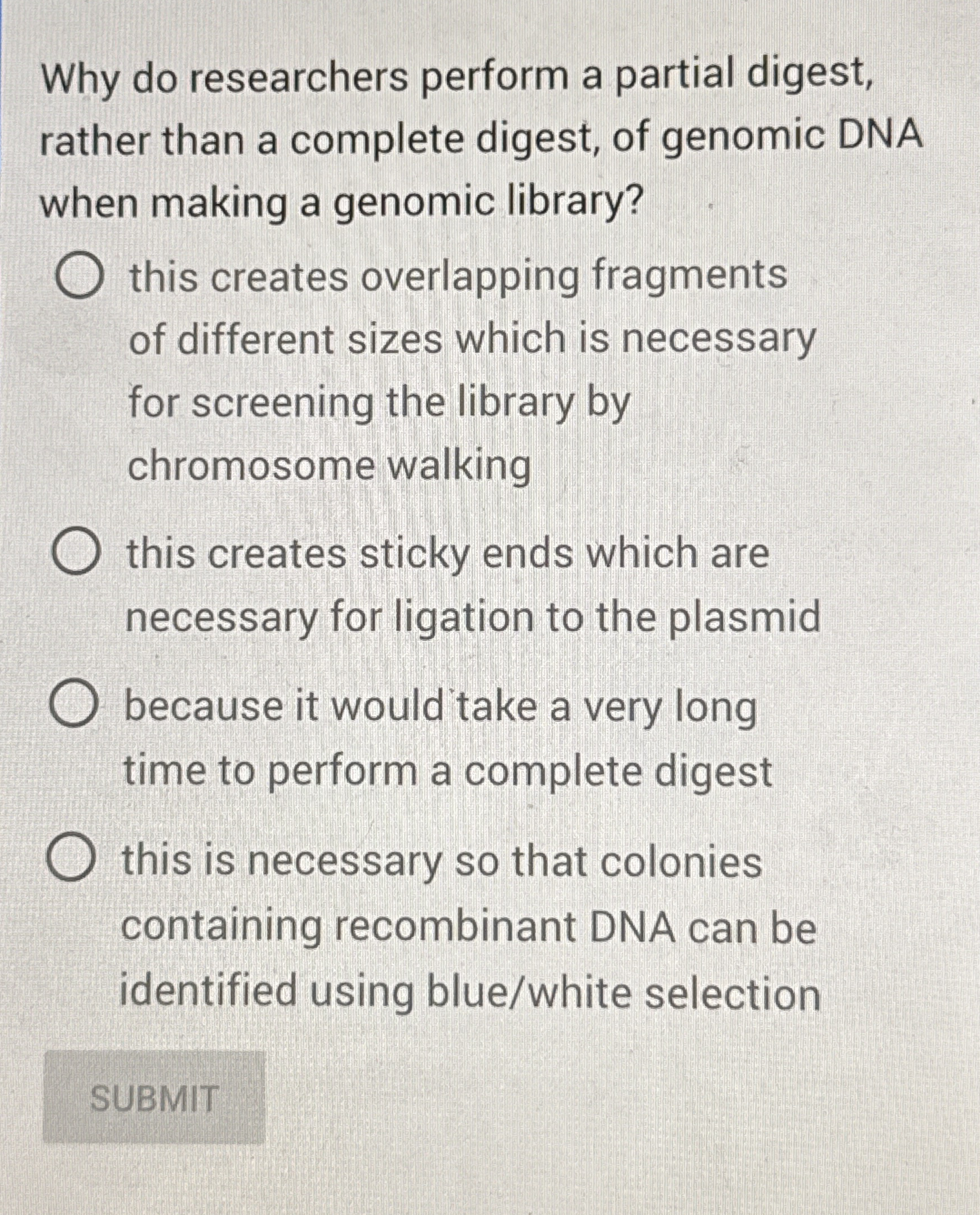 Why do researchers perform a partial digest,