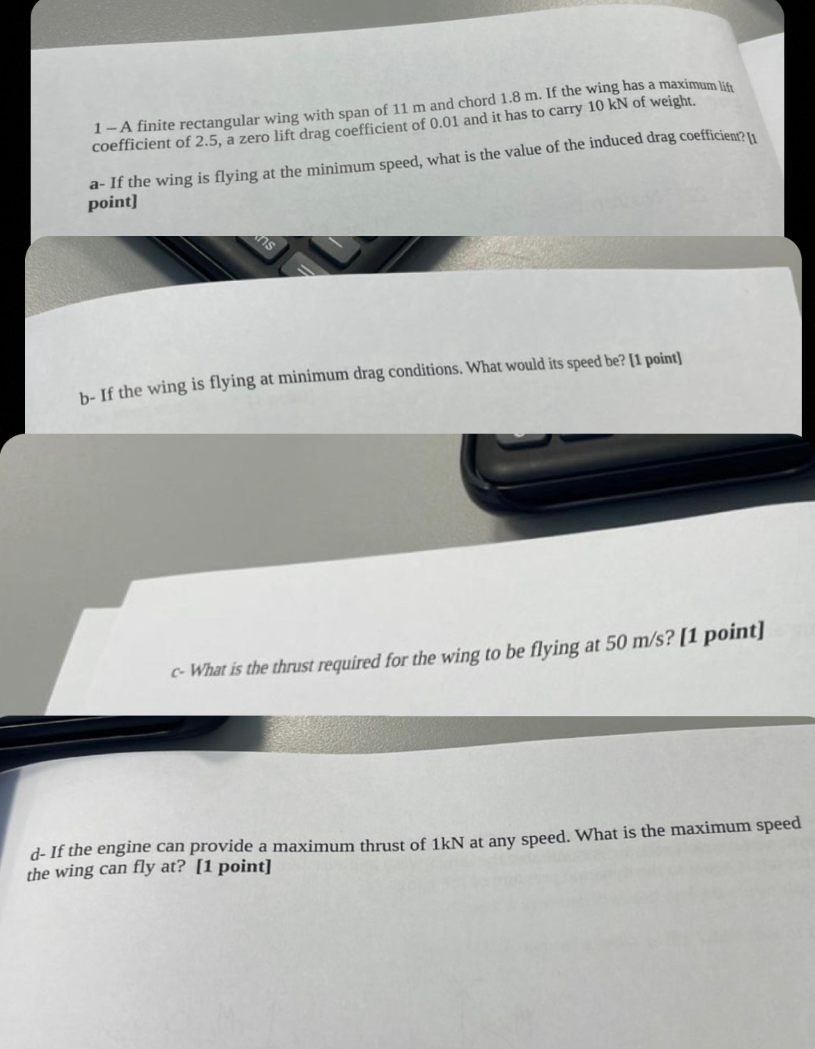 c - What is the thrust required for the wing to
