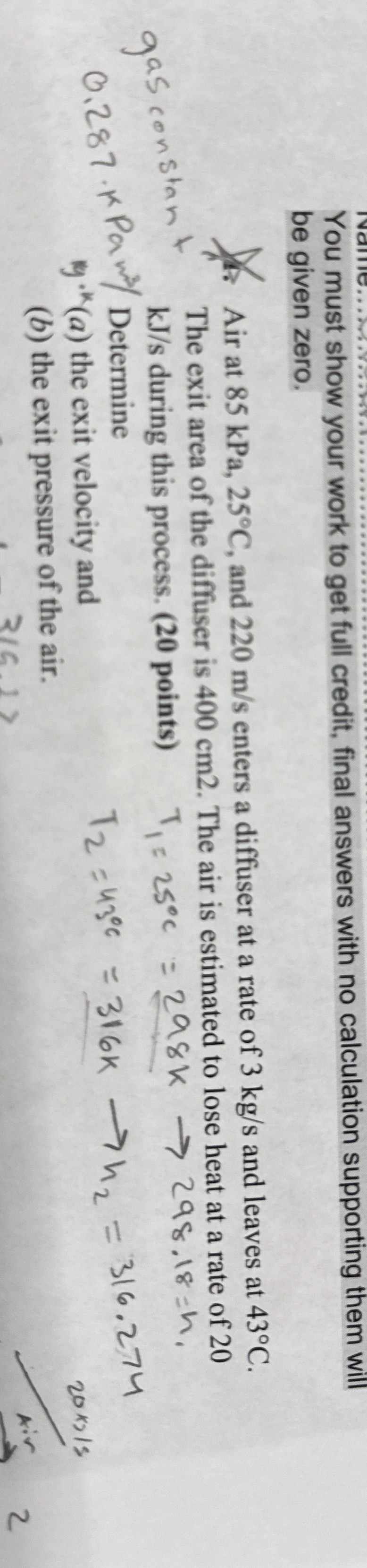 You must show your work to get full credit, final
