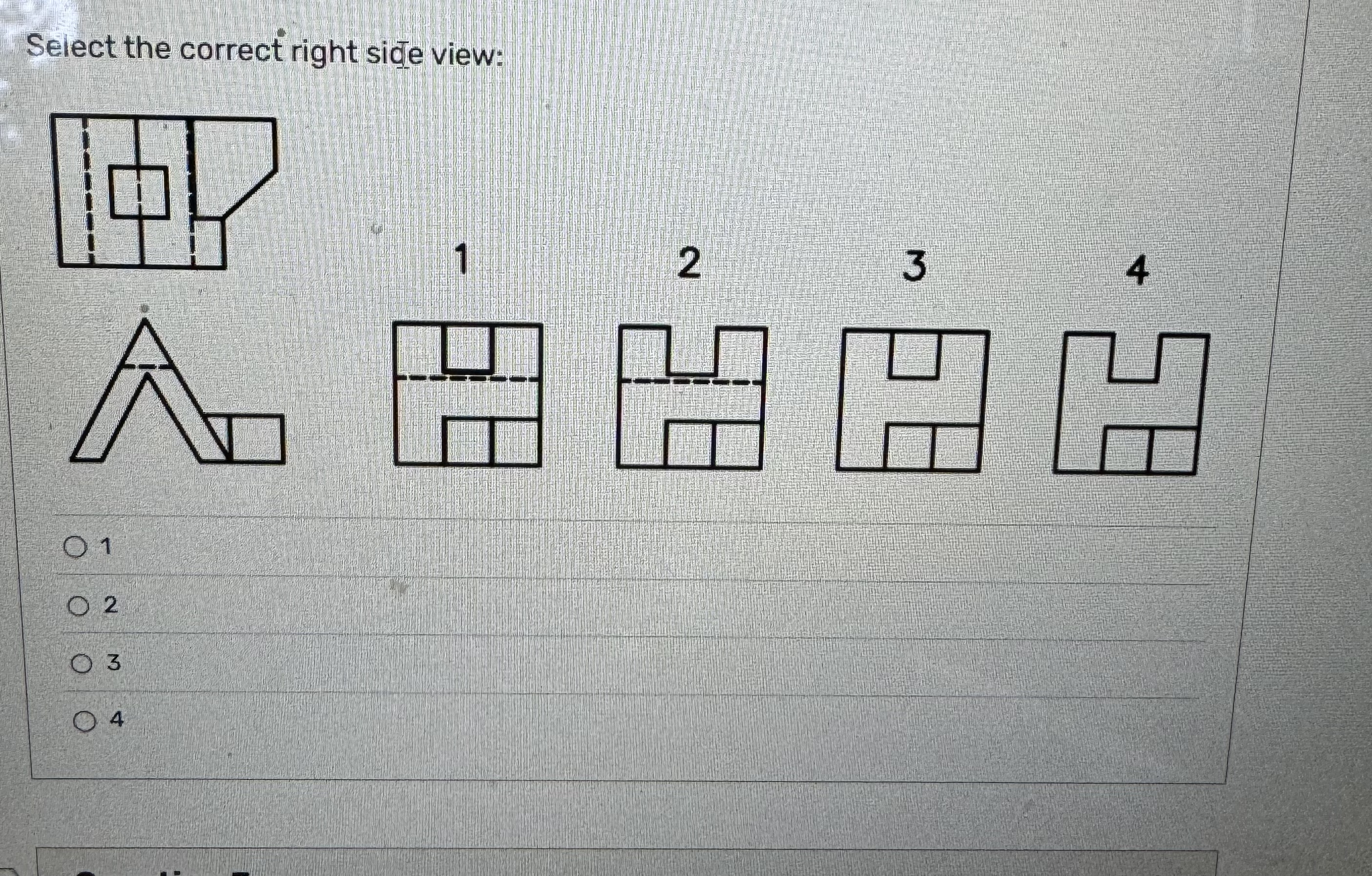 Select the correct right side view: 1 2 3 4