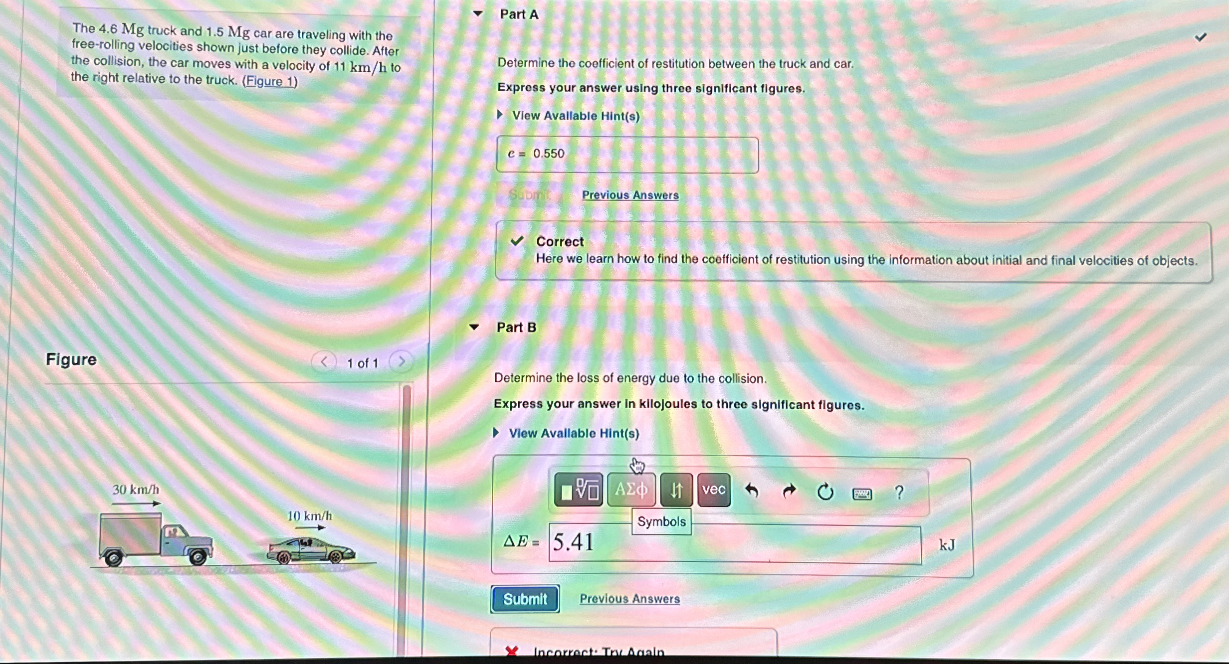 The 4 . 6 Mg truck and 1 . 5 Mg car are traveling