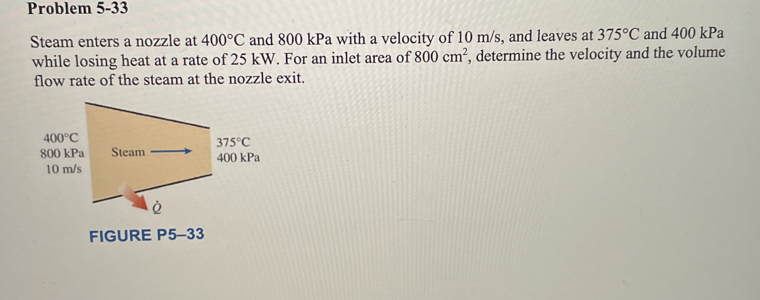 Problem 5 - 3 3 Steam enters a nozzle at 4 0 0 C