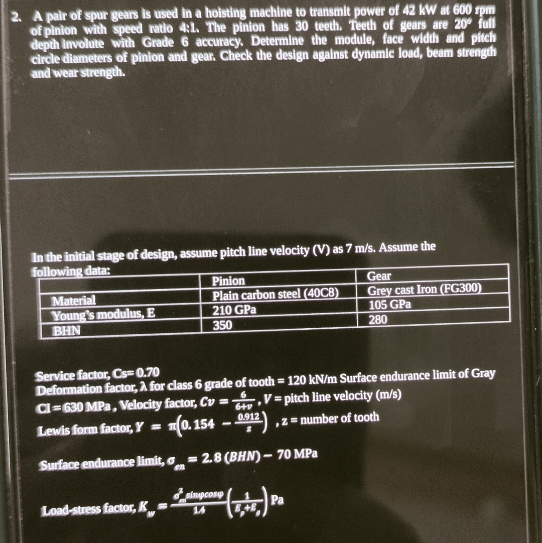 A pair of spur gears is used in a hoisting