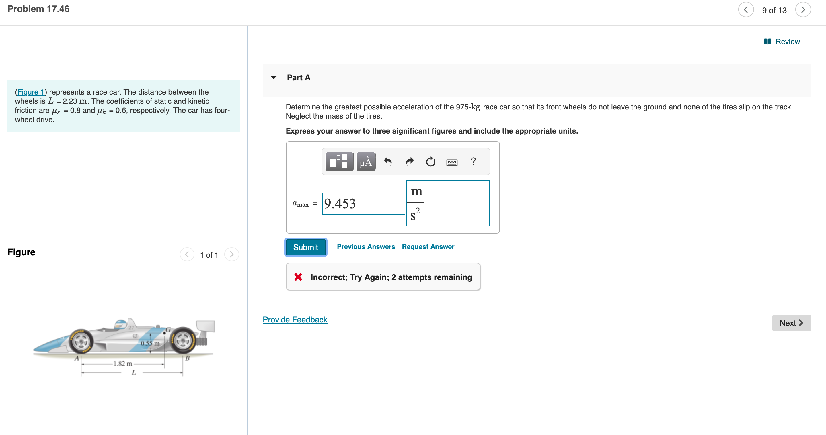 ( Figure 1 ) represents a race car. The distance