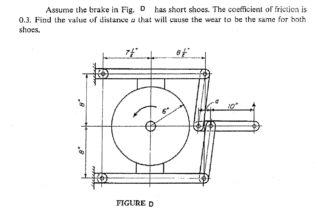 Assume the brake in Fig. D has short shoes. The