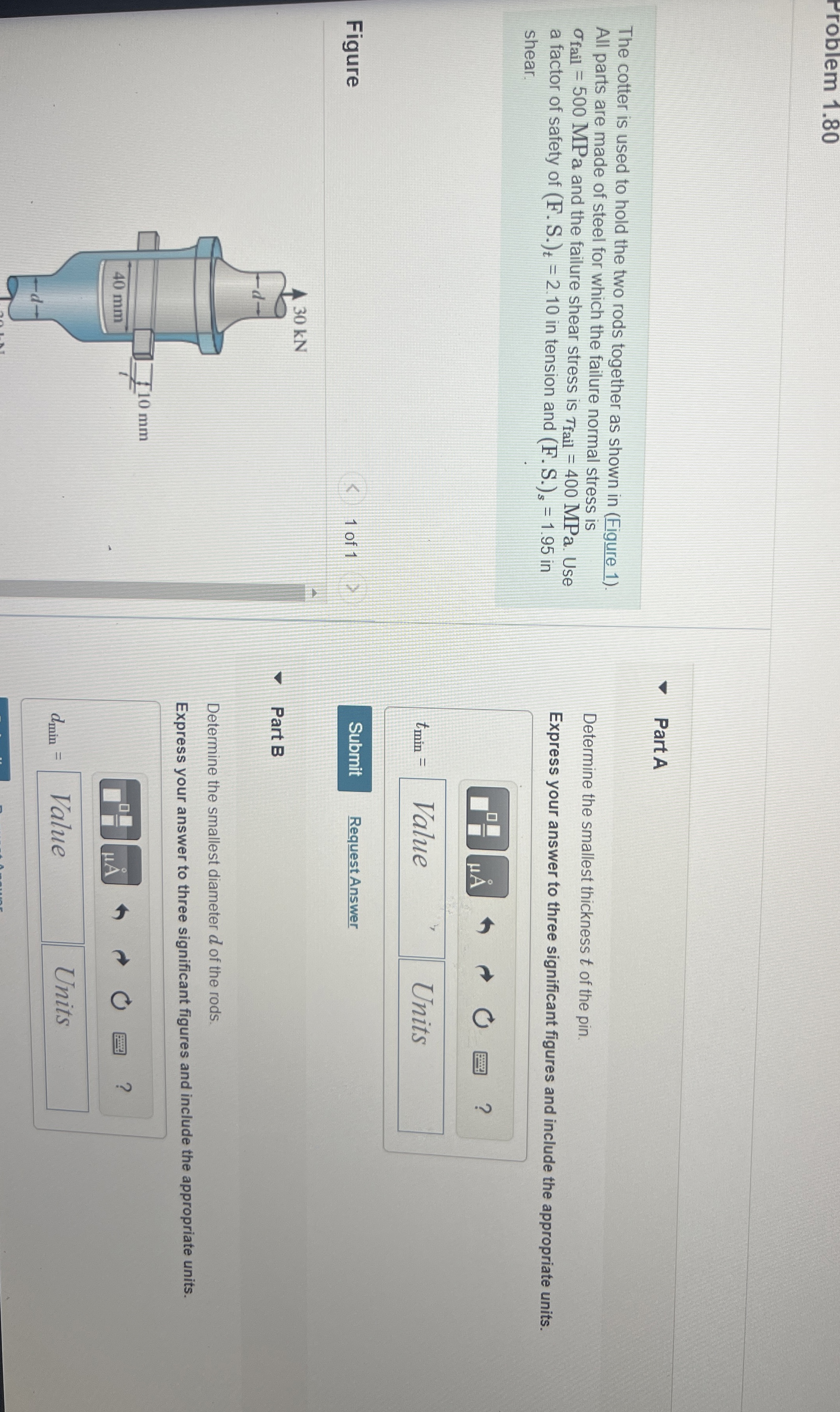 Problem 1 . 8 0 The cotter is used to hold the