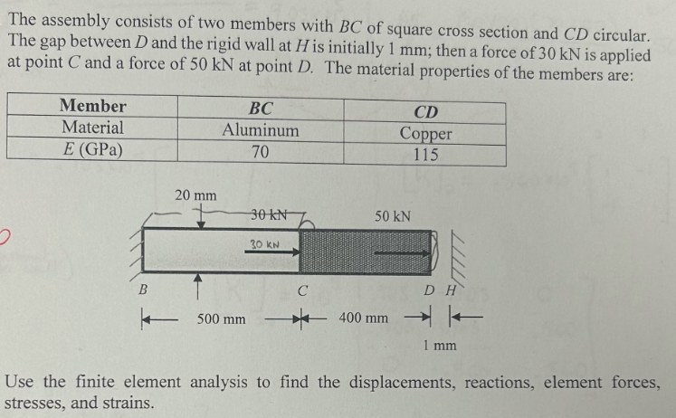 The assembly consists of two members with B C of