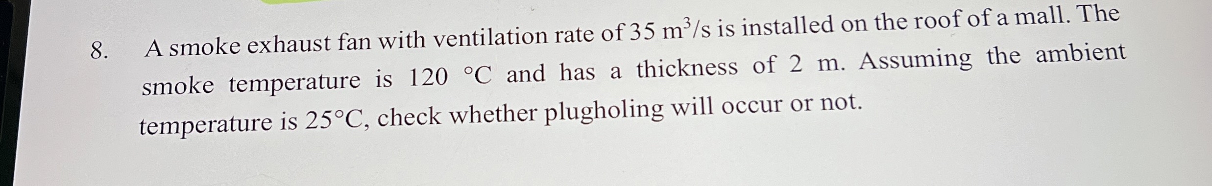 A smoke exhaust fan with ventilation rate of 3 5