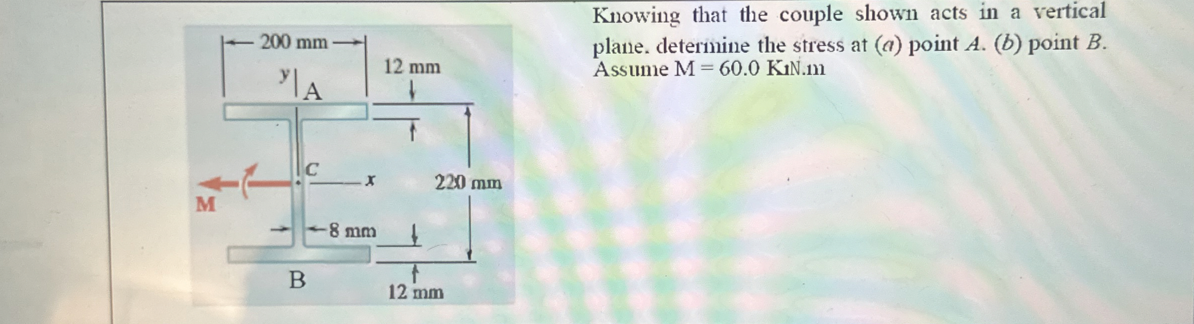 Knowing that the couple shown acts in a vertical