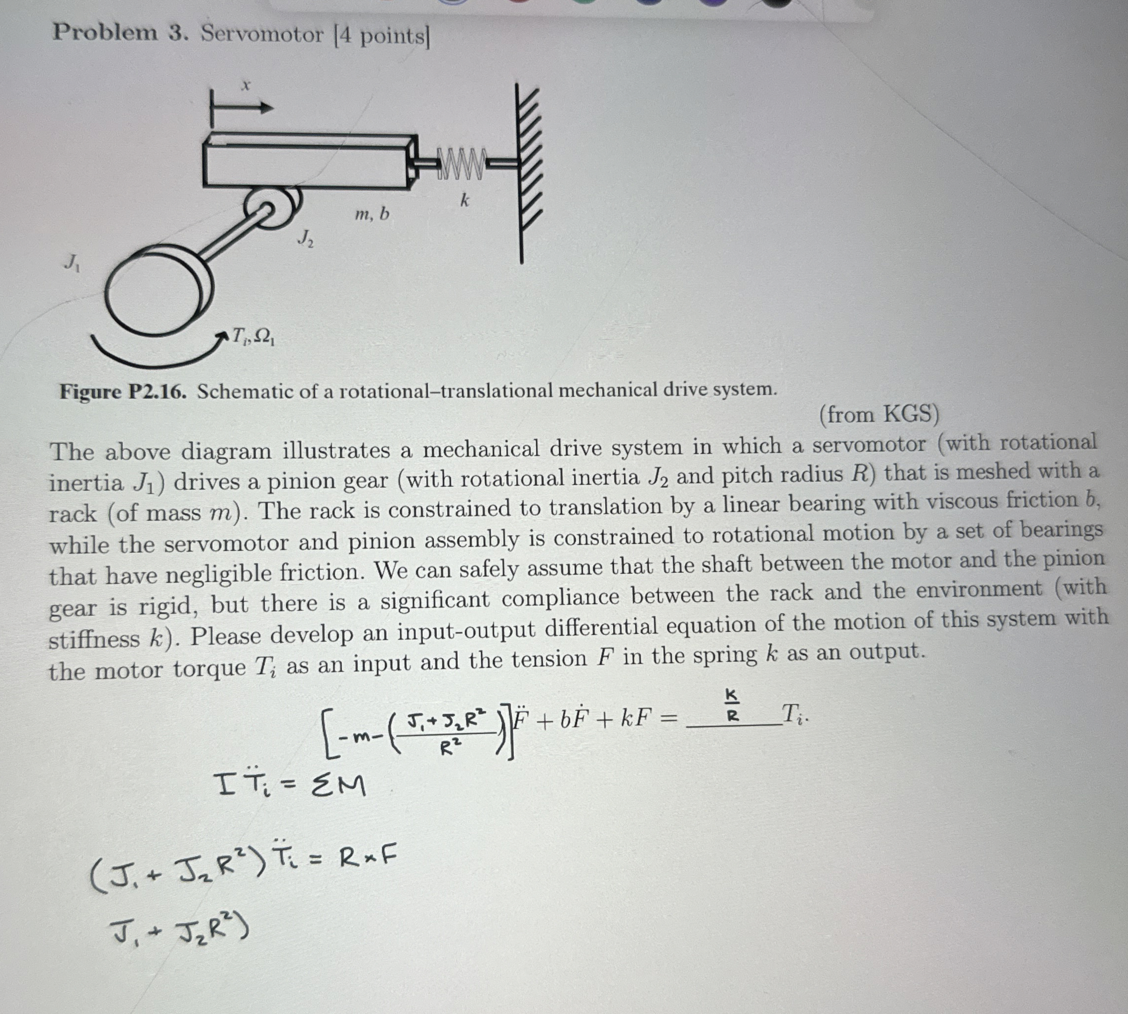 Problem 3 . Servomotor [ 4 points ] Figure P 2 .