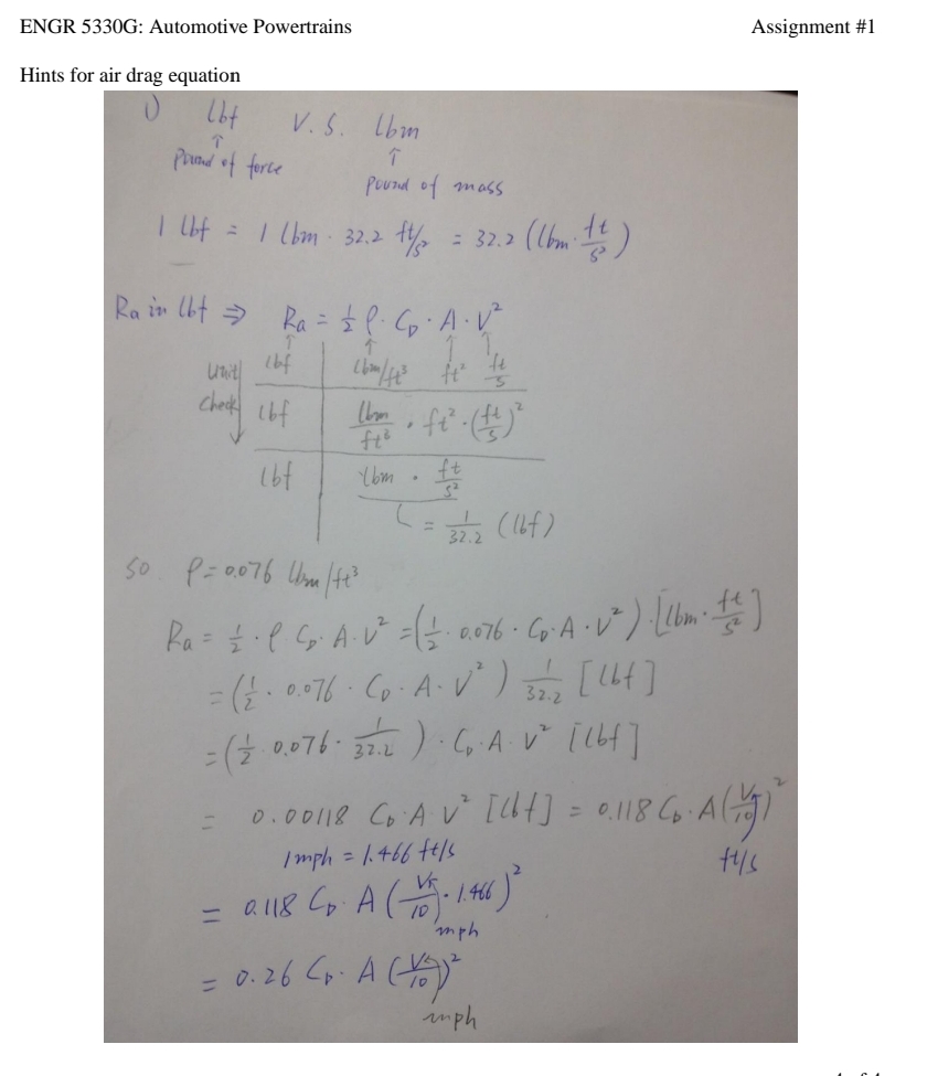 ENGR 5 3 3 0 G: Automotive Powertrains Assignment