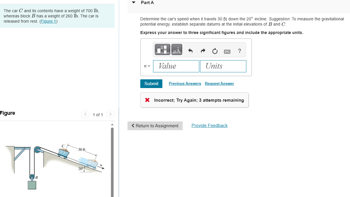 The car C and its contents have a weight of 7 0 0