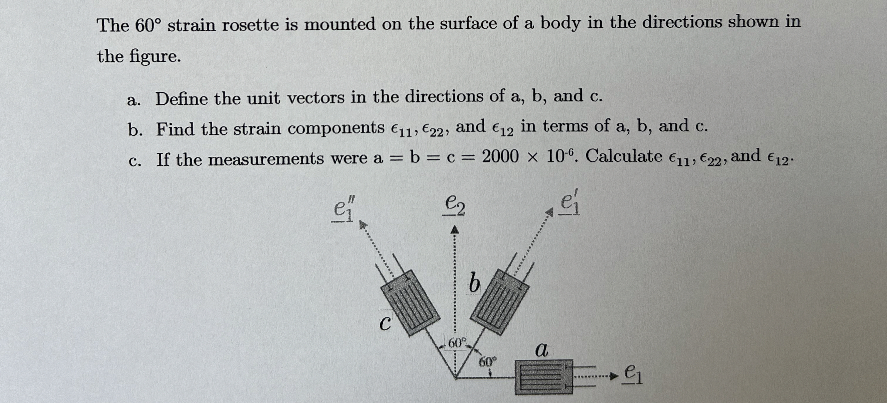 The 6 0 strain rosette is mounted on the surface