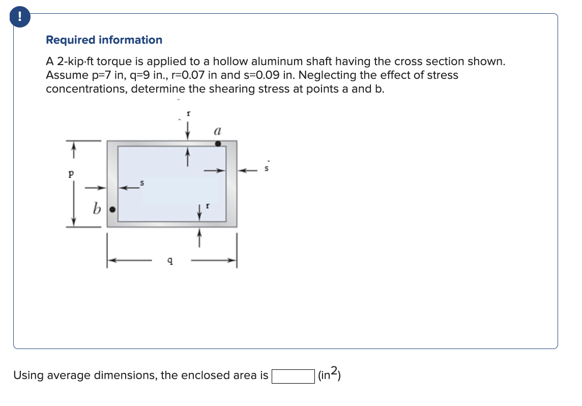 Required information A 2 - kip.ft torque is