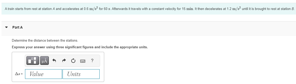 A train starts from rest at station A and