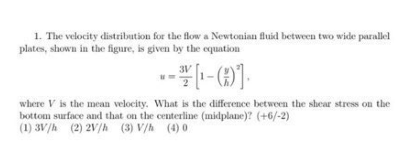 The velocity distribution for the flow a