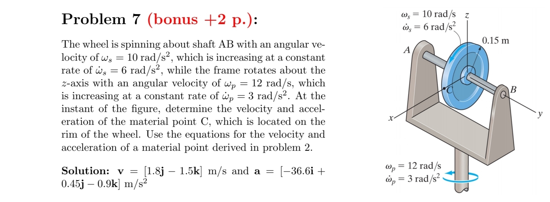 Problem 7 ( bonus + 2 p . ) : The wheel is