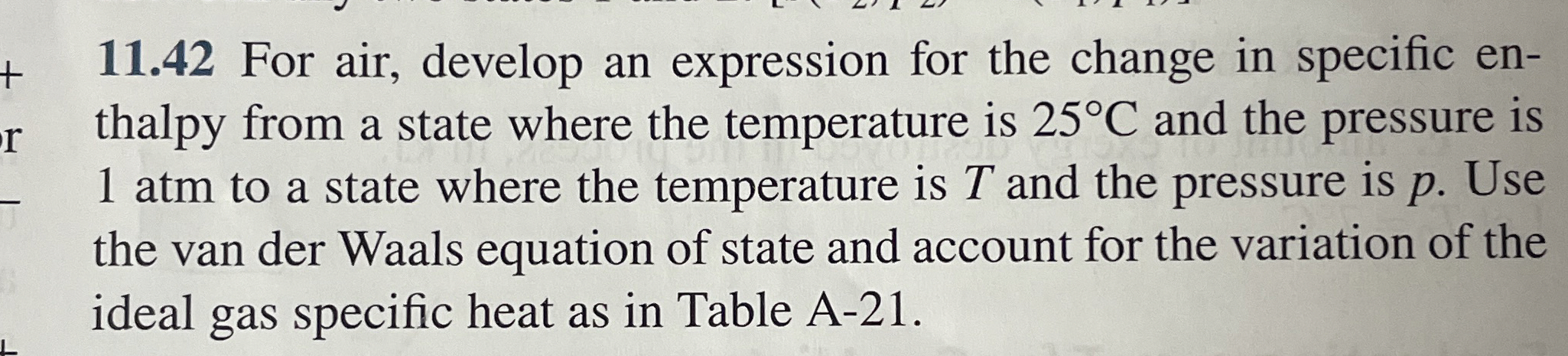 1 1 . 4 2 For air, develop an expression for the