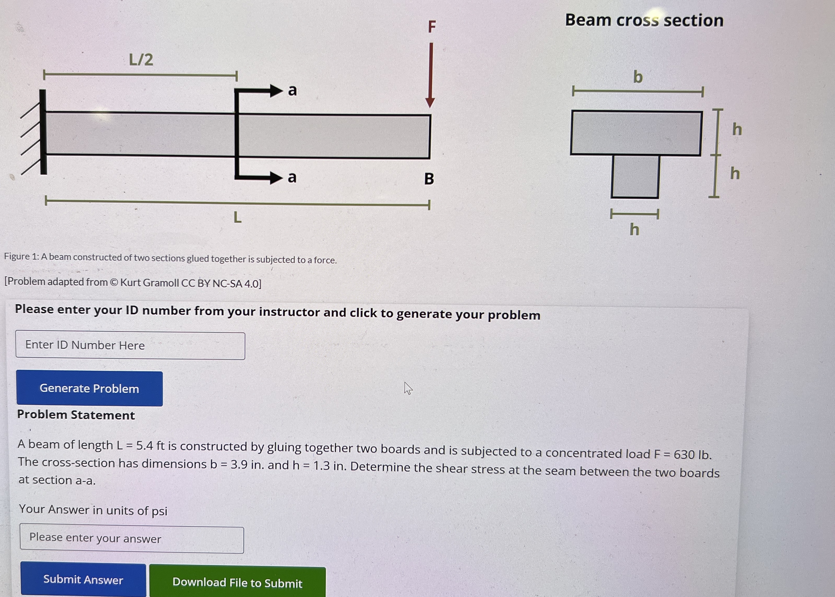 Beam cross section Figure 1 : A beam constructed