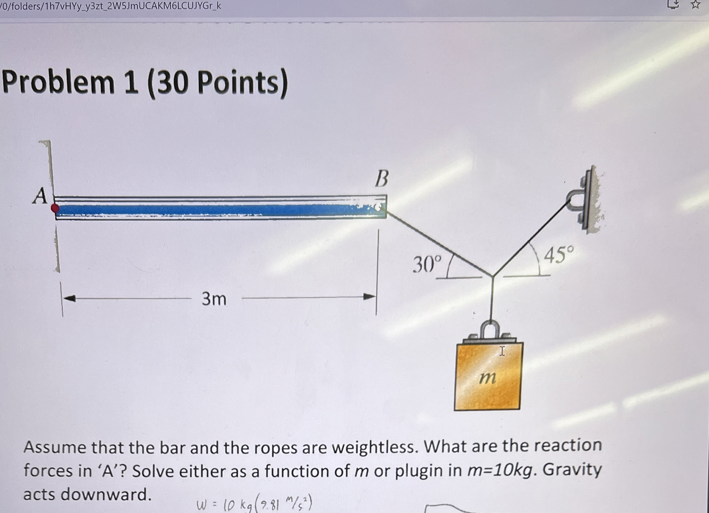Problem 1 ( 3 0 Points ) Assume that the bar and