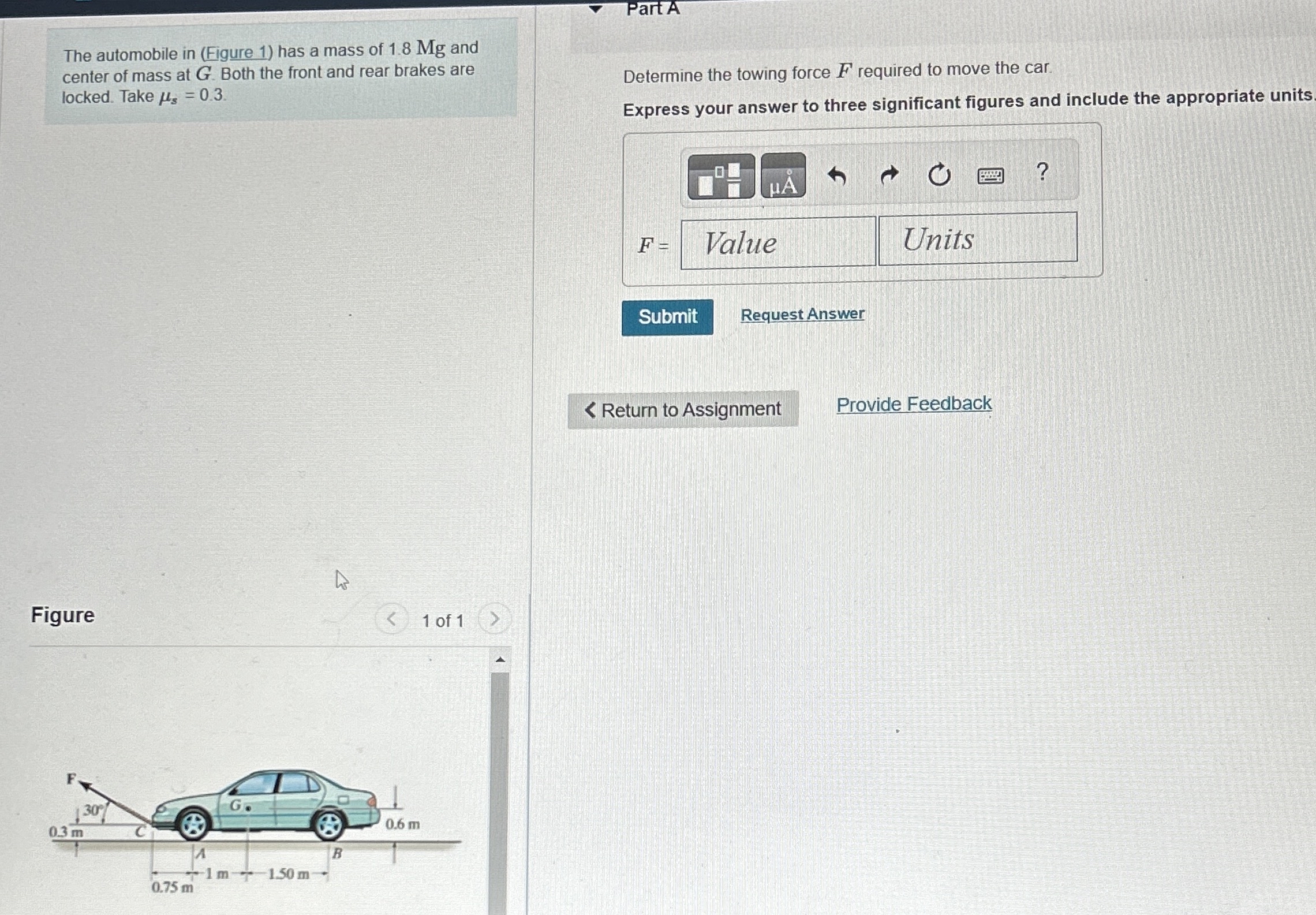 The automobile in ( Figure 1 ) has a mass of 1 .