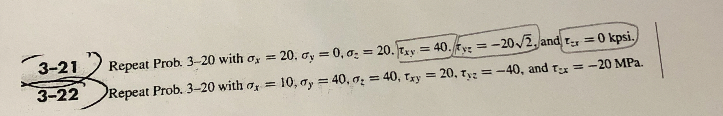 3 - 2 1 ' Repeat Prob. 3 - 2 0 with x = 2 0 , y =