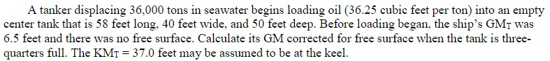A tanker displacing 3 6 , 0 0 0 tons in seawater