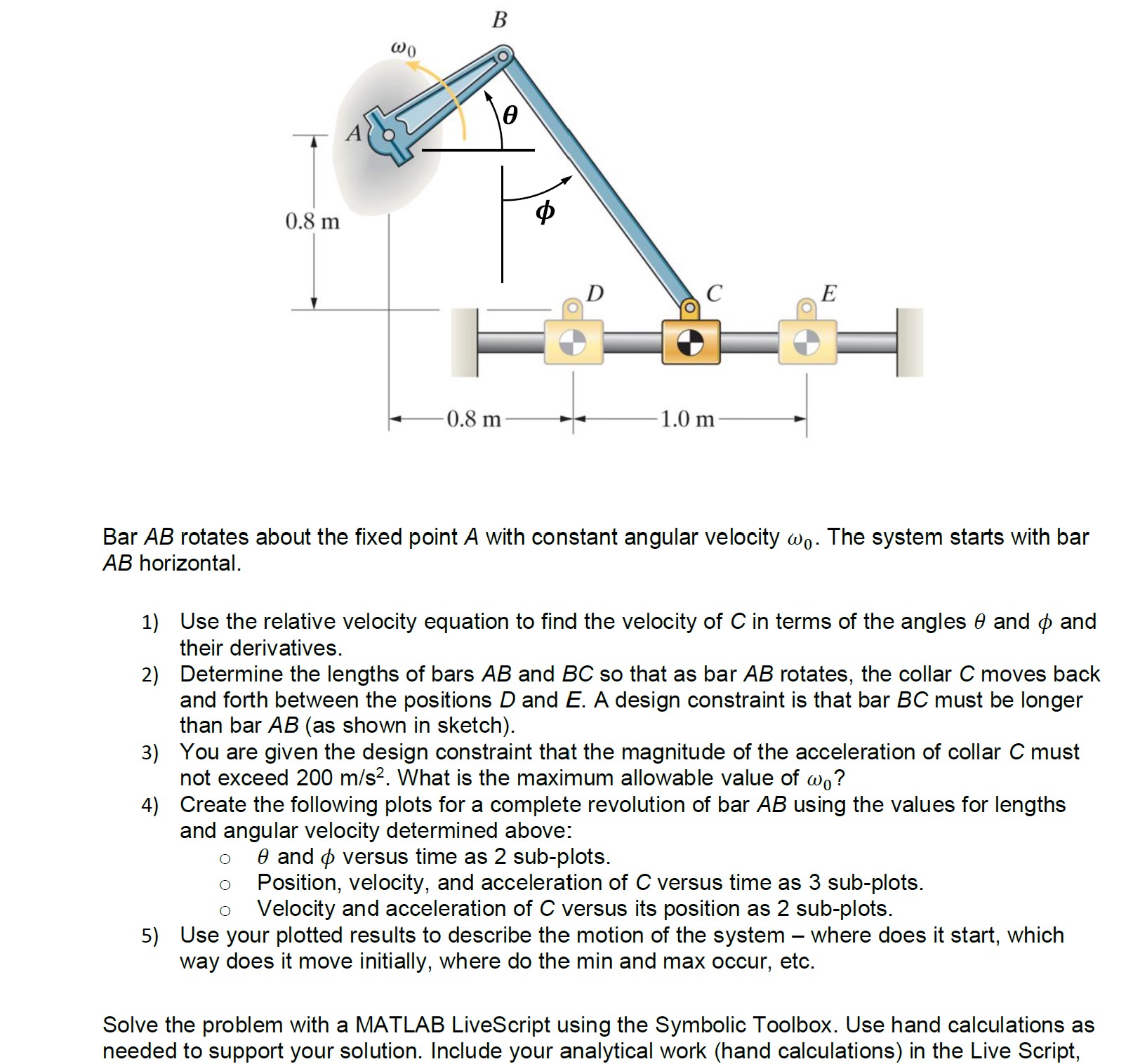 Bar \ ( A B \ ) rotates about the fixed point \ (