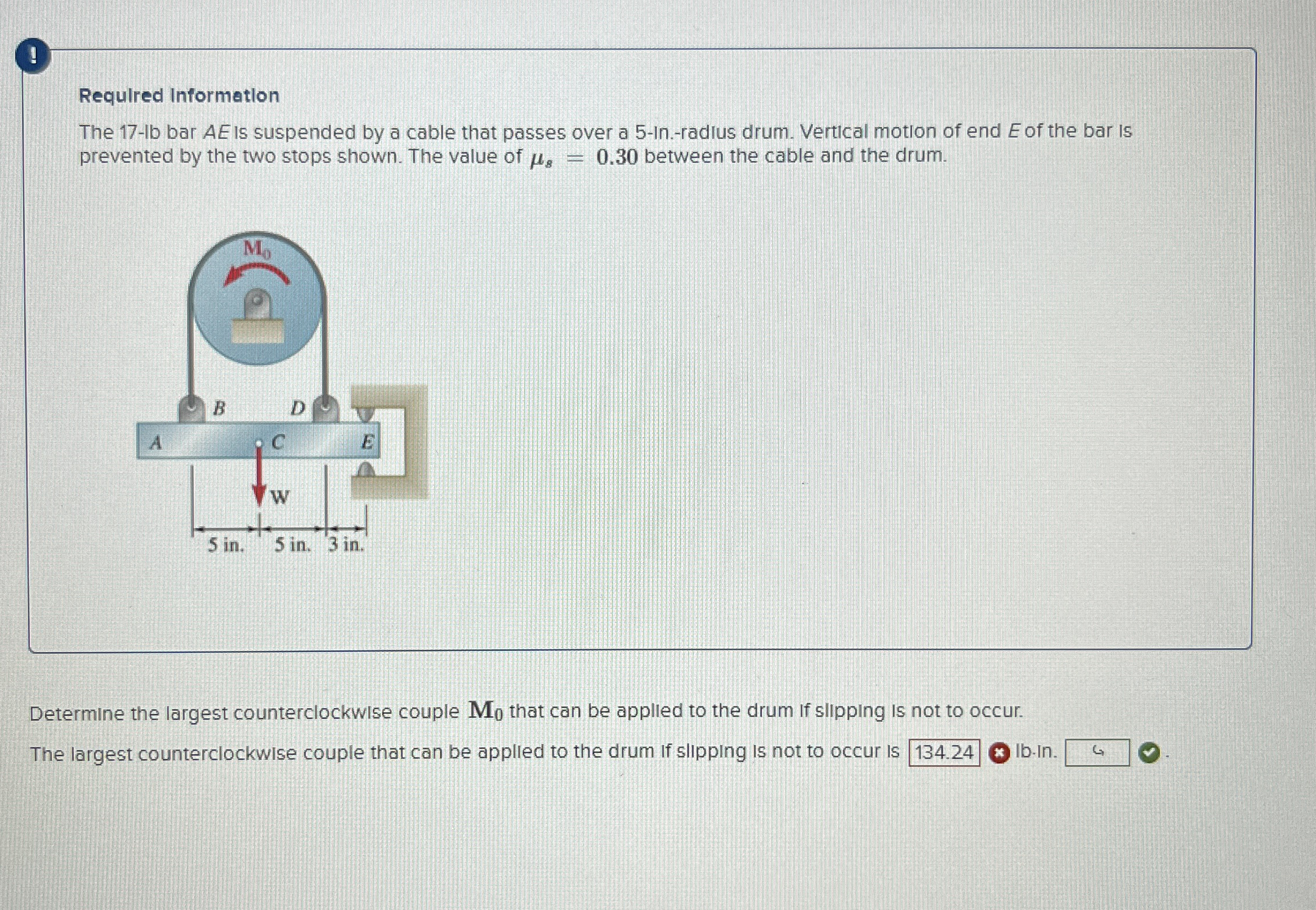 1 Required information The 1 7 - lb bar A E is