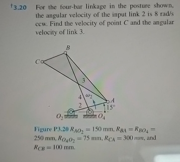 ? + 3 . 2 0 For the four - bar linkage in the