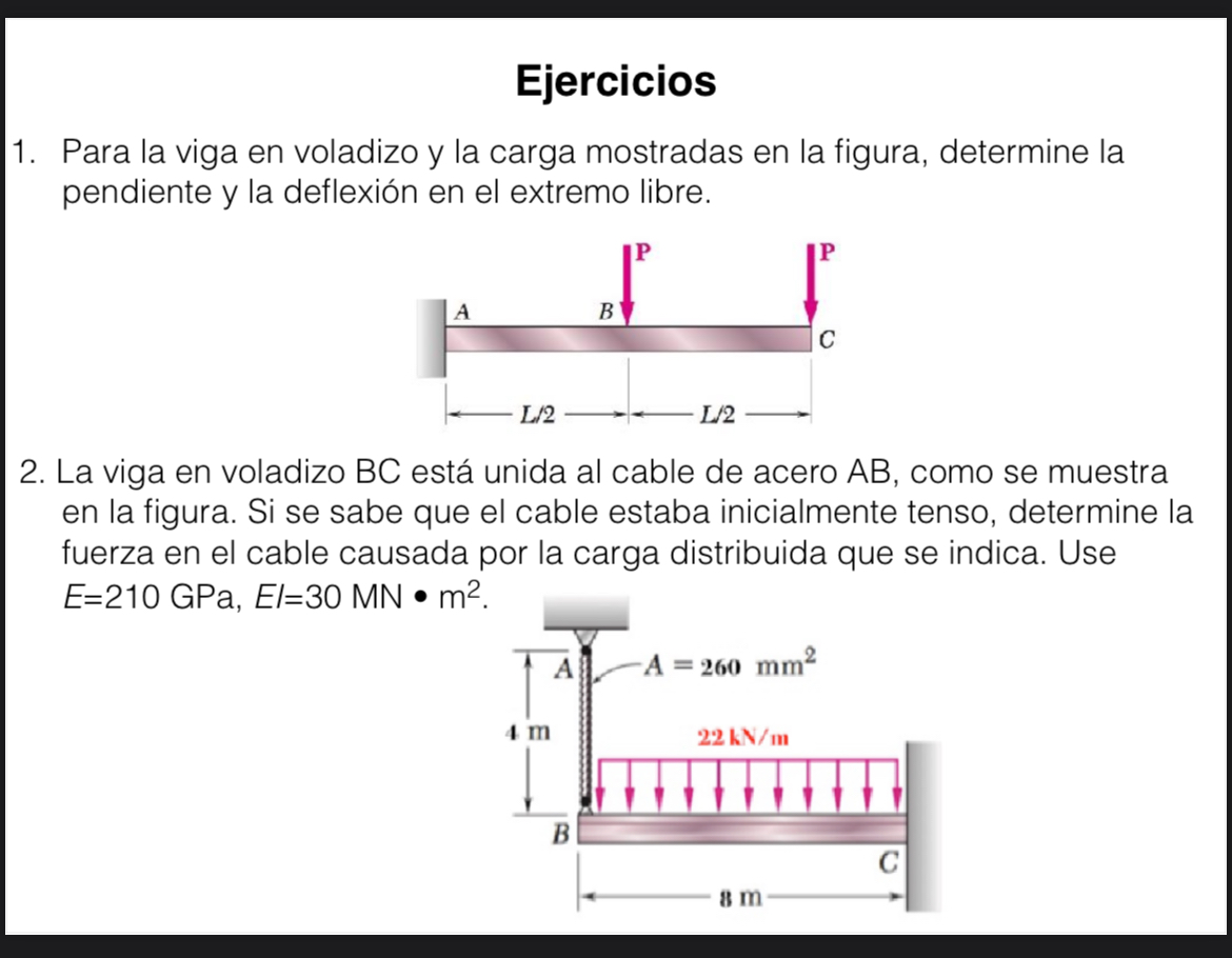 1 . For the cantilever beam and the load shown in