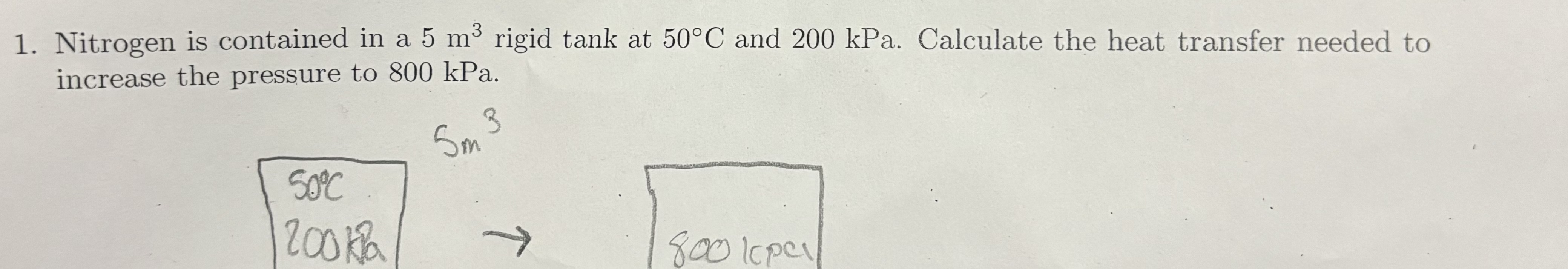 Nitrogen is contained in a 5 m 3 rigid tank at 5