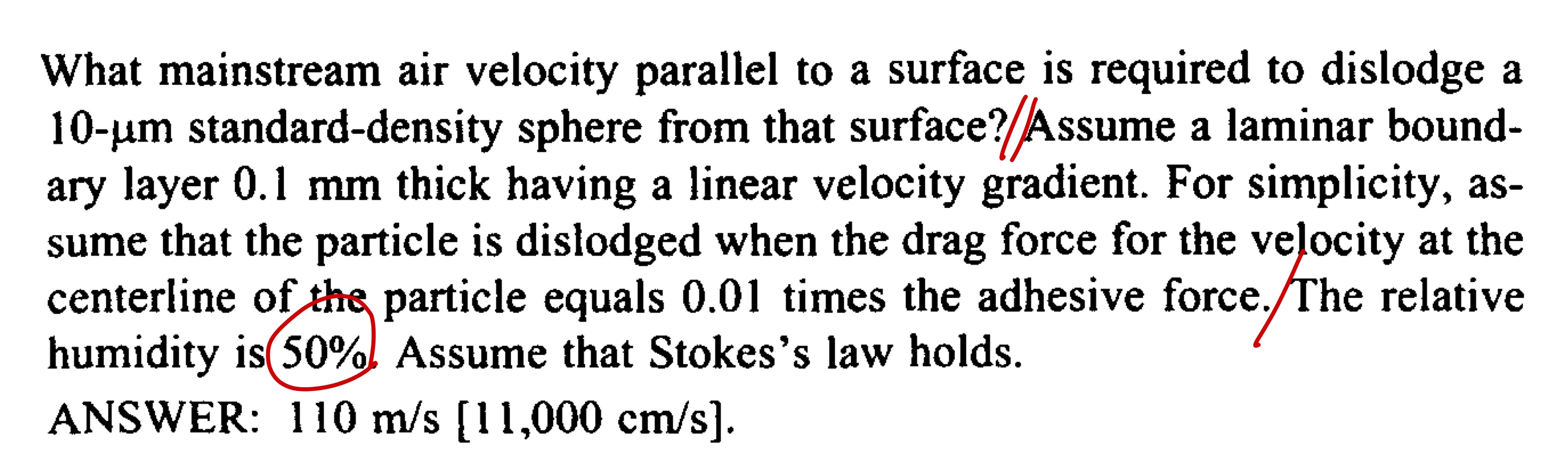 What mainstream air velocity parallel to a