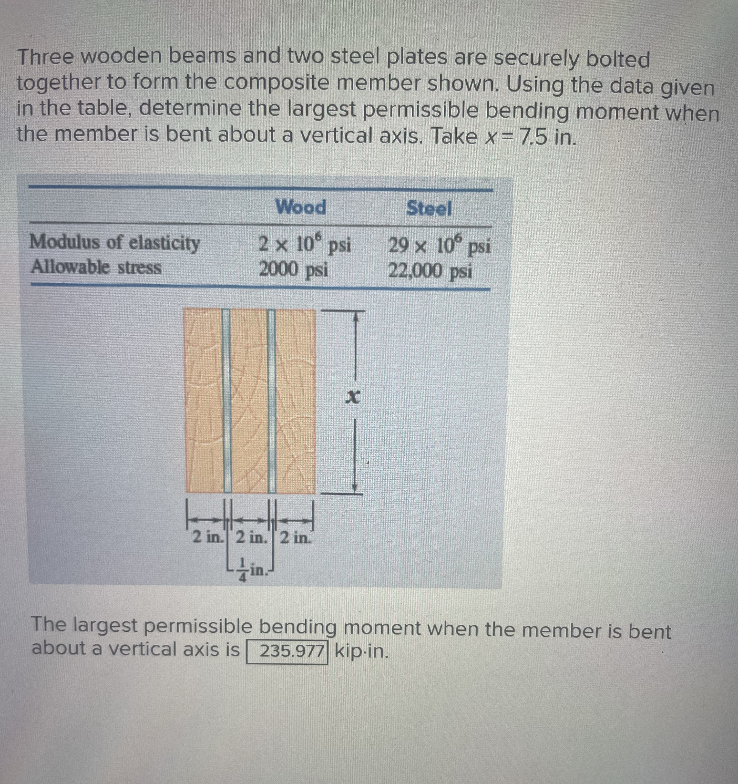 Answer is not 2 3 5 kip - in show all work