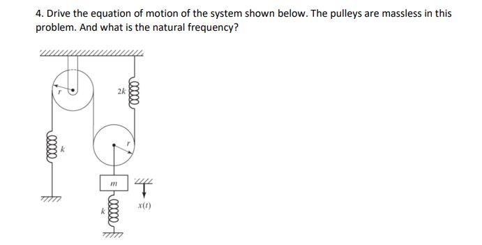 Drive the equation of motion of the system shown