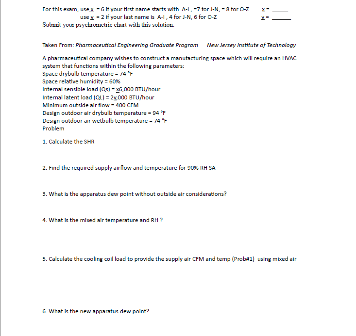 For this exam, use \ ( \ underline { x } = 6 \ )