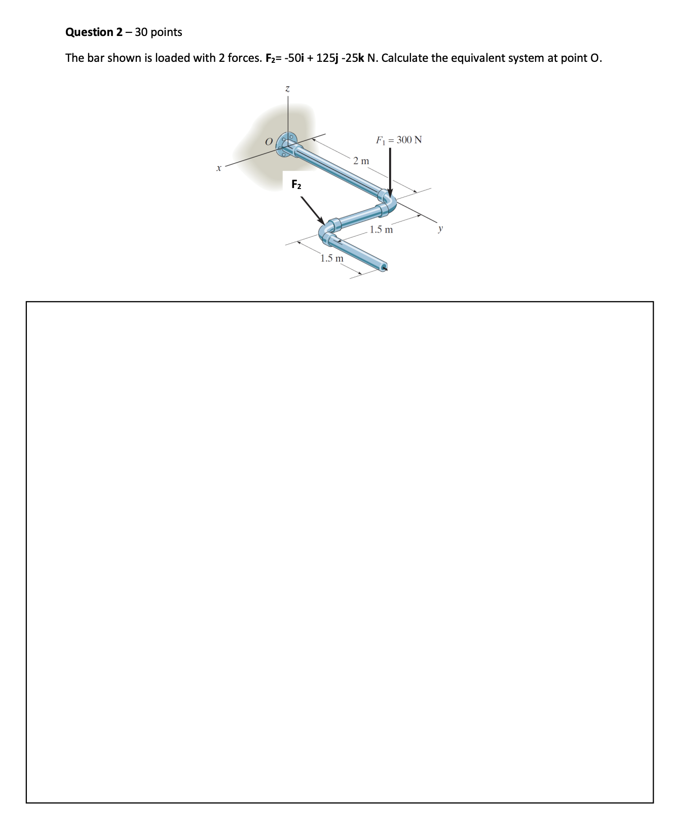 Question 2 - 3 0 points The bar shown is loaded