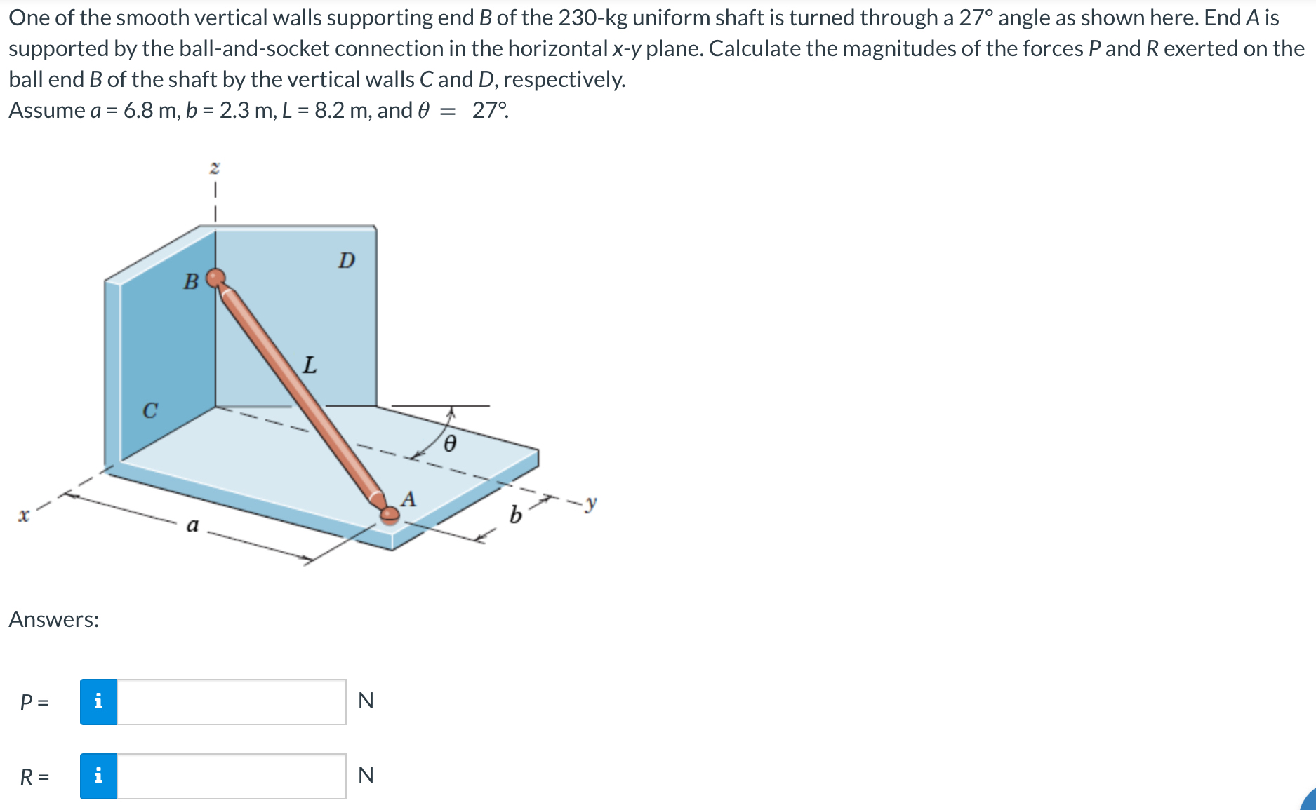 One of the smooth vertical walls supporting end B