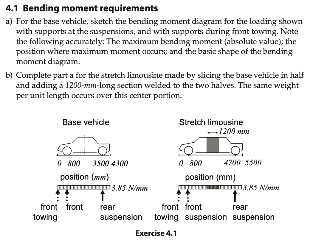 4 . 1 Bending moment requirements a ) For the